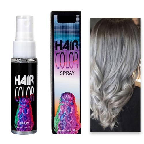 Temporäre Haarfarbe Purple,Haarspray Farbe,Farbiges Haarfarbe,Haarfarbe Auswaschbar, Crazy Hair Color Spray, Haar Colorationen für Karneval, Halloween, Cosplay, Party (Gray, One Size)