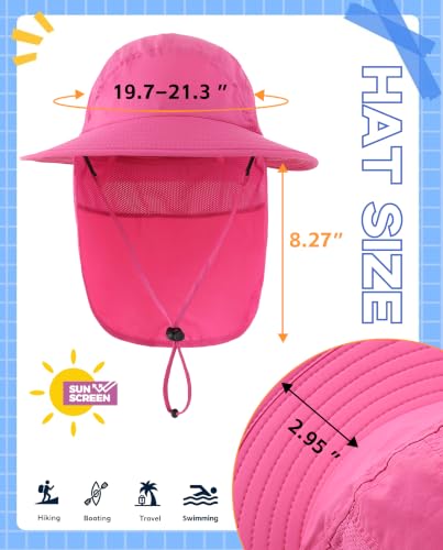 Image of Home Prefer UPF 50+ Boys Sun Hat with Neck Flap Wide Brim Summer Beach Bucket Hat for Boys Girls Toddler Kids Safari Hat