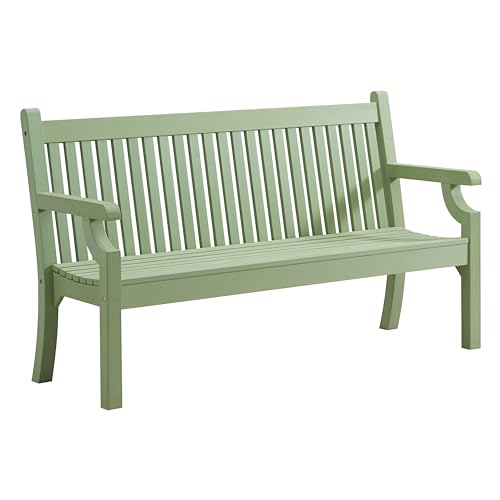 Winawood Maison and Garden Sandwick Polymer Wood Effect Zero Maintenance Recyclable and Fully Weatherproof 3 Seater Bench (156 x 60 x 93cm) – Duck Egg Green
