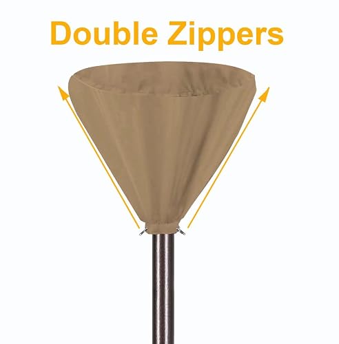 7Queen Brown Round Patio Heater Cover Head Waterproof With Zipper, Standup Classic Terrace Outdoor Heater Covers For Standing Heater (Top Cover Only) (Brown) #TOP2