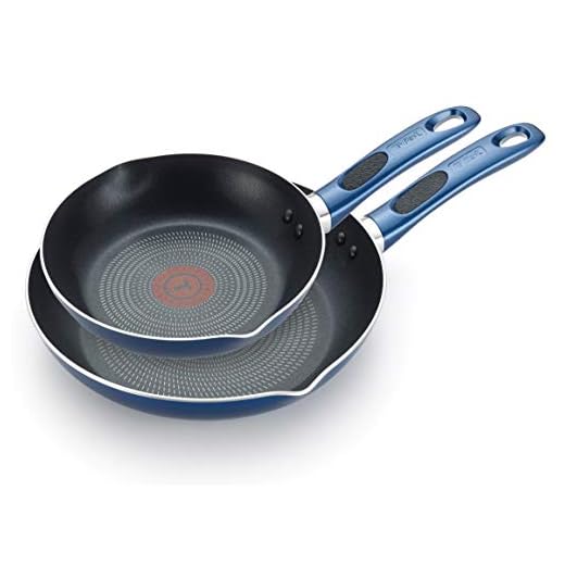 T-fal B037S264 Excite ProGlide Nonstick Thermo-Spot Heat Indicator Dishwasher Oven Safe 8 Inch and 10.5 Inch Fry Pan Cookware Set, 2-Piece, Blue