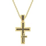 halskette gelb Stil: Double Kreuz-Anhänger silvernshine Jewels 1 CT Citrin Diamant SIM 18 K Gelb Gold FN Religiöse Doppel Kreuz Anhänger Halskette