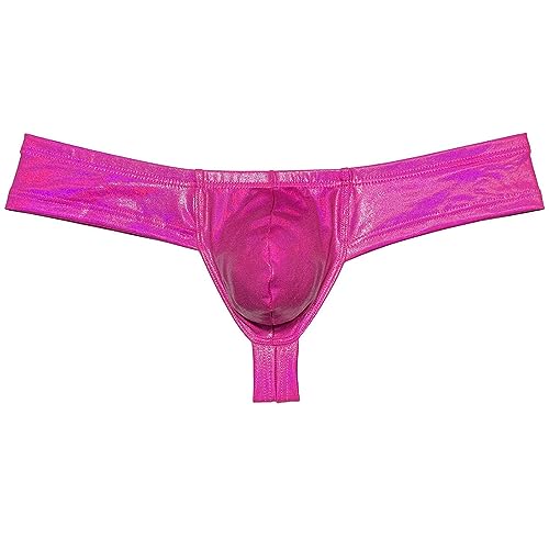 OROCOJUCO Men's Metallic Shiny Cheeky Briefs Underwear Male Pouch Soft Underpants Ultra Hight Cut Brazilian Bikini
