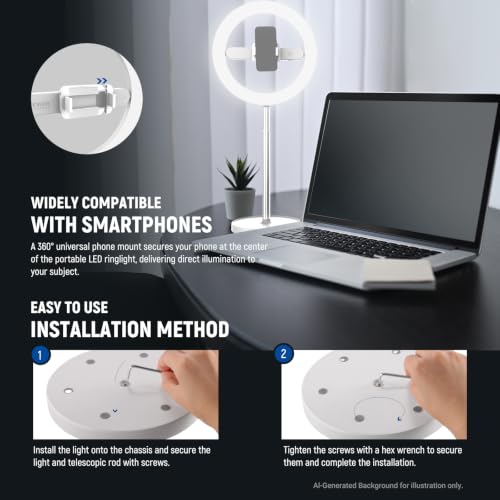 Image of NEEWER Entry Level Version 10 inch 7W LED Selfie Ring Light with Desk Stand /Phone Holder /3 Modes, CRI85+ 3000mAh Rechargeable Video Conference Lighting for iPhone Streaming Video Recording Makeup, N17