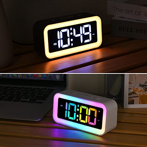 Super Loud Alarm Clock For Bedrooms With Colorful Dynamic Rgb Night Light,Heavy Sleepers Adults,Dimmer,Usb Charger,Small Bedside Led Digital Clocks For Kids,Teens,Boys,Girls(Silver Gray) #TOP3