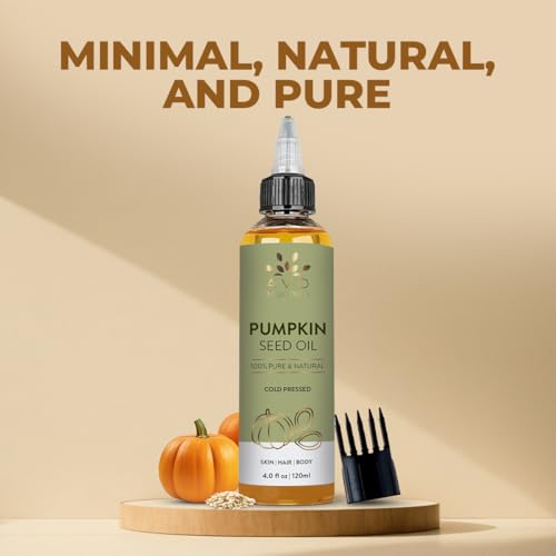 Image of AVD ORGANICS Pumpkin Seed Oil 120ml - 100% Pure Cold-Pressed Pumpkin Oil For Hair, Beard, Face, Skin & Scalp | Moisturising & Conditioning - 4.05 fl oz