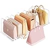 Criusia Adjustable Closet Purse Organizer Rack – 28.8″ Extra-Long Shelf Divider with 6 Base Panels & 8 Dividers – Non-Slip Handbag Holder for Bags, Clothes, Kitchen, Office