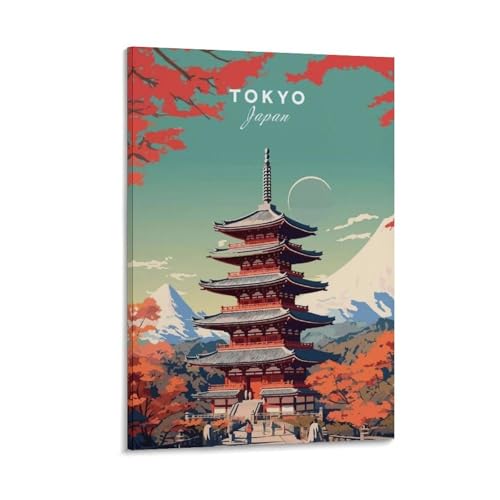 Kaedh Japon Poster Tokyo - Póster de lienzo para decoración de pared, póster e impresiones modernas para dormitorio familiar, 40 x 60 cm, estilo marco