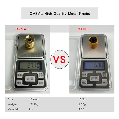 OVSAL Vacuum Gold Electric Bass Guitar Knobs Dome Metal Guitar Knobs with Adjusting Screws Volume Tone for Strat Telecaster Jazz Gibson Les Paul 3PCS