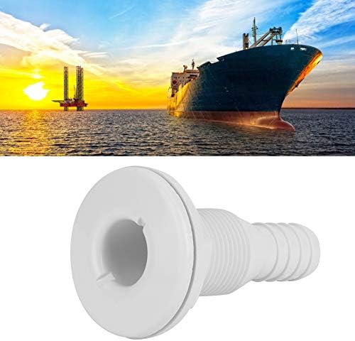 Thru Hull Fitting for Boats, 3/4 inch Plastic Marine Thru Hull Exhaust Fittings Through Hull Connection Boat Drain Outlet Plug for Hose White