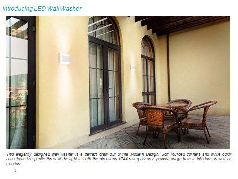 Philips LED Wall Washer light installed on an exterior wall, illuminating a patio area