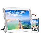 10.1 inch Digital Picture Frame, 1GB, 16GB Memory, 1280x800 Screen, 250cdm2 Brightness, Digital Photo Frame, Share Photos and Videos via App(White)