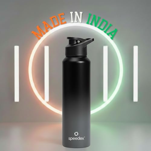 Image of Speedex Stainless Steel Water Bottle 1 Ltr, Leak Proof Sipper Cap, BIS Approved 1000 ml Metal Bottle For Daily, Office, School, Gym, Travel Use for Men, Women, Kids, Adults, Black grey, Set of 2