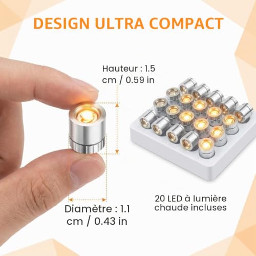 20 pcs Mini Lumières LED Blanc Chaud Petite Lampe LED à Piles pour – vue 2