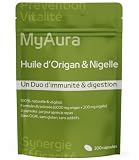 Huile d'origan et nigelle, Huile d'origan,Huile de nigelle,300 capsules,Disponibilité en phramacie,haute concentration,Renforcement immunitaire,Soutien digestif, Marque française