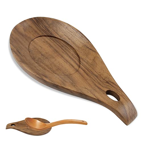 Spoon Rest, For Stove Top Walnut Holder For Spatula Wood Spoon Rest For Kitchen Counter Spoon Holder For Stove Top Or Countertop, Spoon Or Tong, Modern And Rustic Spoon Rest For Farmhouse (Brown) #TOP13
