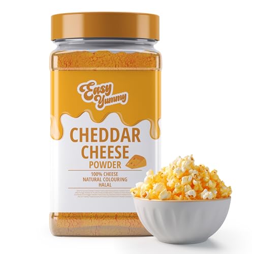 EASY YUMMY - Cheddar Cheese Powder for Popcorn & Snacks – Irresistible Movie-Night Flavouring – Sprinkle-On Cheese Seasoning Made in Europe from 100% Real Cheddar – 300g Jar