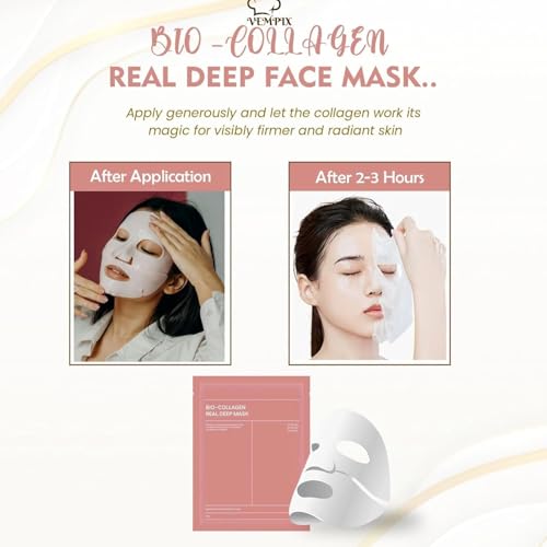 Image of Bio-Collagen Real Deep Mask, Hydrating Overnight Hydrogel Face Mask, Pore Minimizing, Skin Firming, Elasticity Improvement, Anti-Aging Sheet Mask, 34g (PACK OF 1)