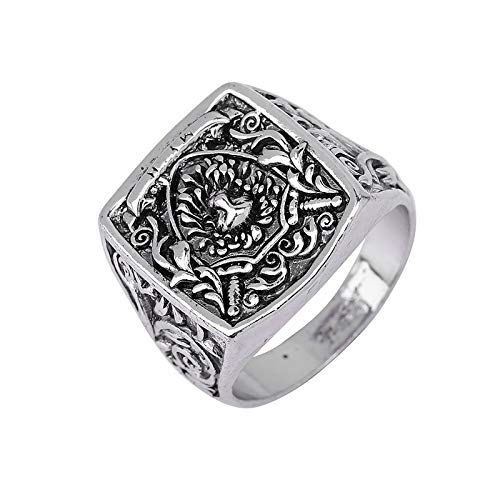 JIAW Lion Head Ring for Men Norse Viking Roaring Lion Ring Vintage Engraved Carved Band Rings Punk Hip Hop Lion Signet Ring,7