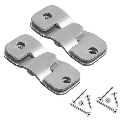 Image of 4 Pieces Metal Wall Mounting Brackets, Heavy Duty Flush Mount Brackets,Flush Concealed Mount Brackets,for Hanging Headboards, Mirrors, Photos & Art - Stainless Steel, Rust-Resistant