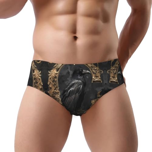 Gothic Raven Portrait Mens Underwear Briefs - Soft Breathable Stretch Comfort Mens Bikini Underwear