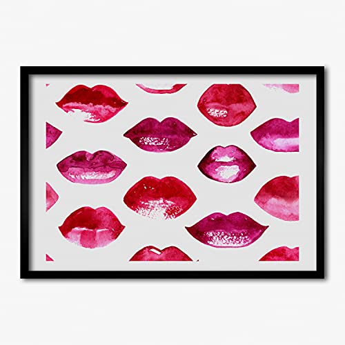 Cadre MDF Tulup 70x50 cm avec affiche de lèvres rouges pour tableau moderne