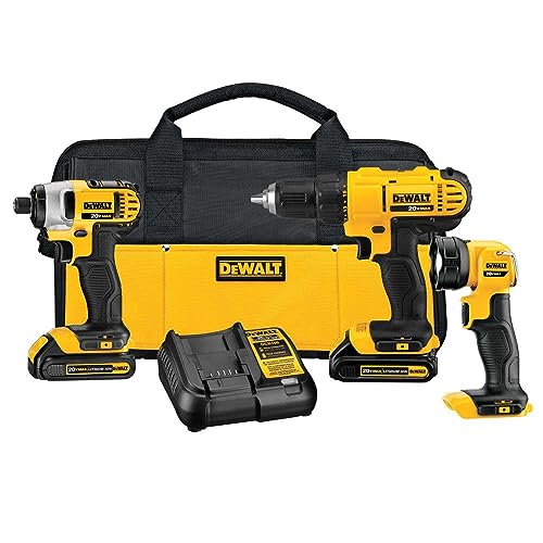DEWALT 20V MAX* Cordless Drill Combo Kit, 3-Tool (DCK340C2),Black/Yellow