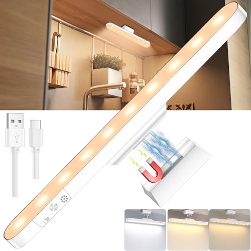 daphomeu Wiederaufladbare Unterbauleuchte Küche LED, 3000mAh Akku, Touch Dimmbar, Magnetfuß, Kabellos für Schränke, Schreibtische, Schlafzimmer, Garderobe