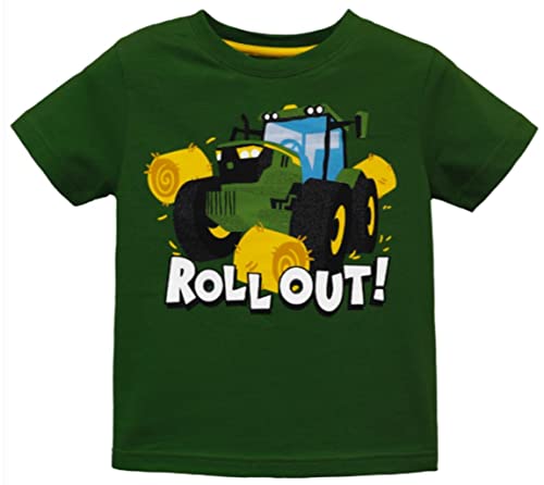 John Deere Green Short Sleeve Tractor Bales Roll Out T-Shirt Sizes 2T 3T 4T