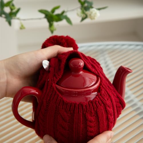 Image of One Piece Tea Cozy for 2 Cups Size,600ml,20oz,Not Include Teapot. (RED)