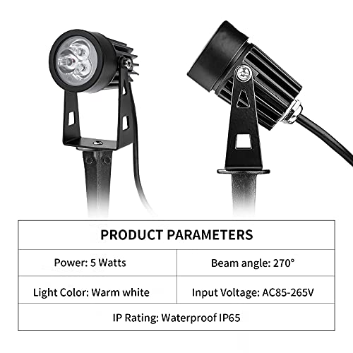 Lemonbest Bright Outdoor Landscape LED Lighting Mini Lawn Lamp with 110V AC Power Plug for Garden Path Courtyard Spot Light Soft Warm White