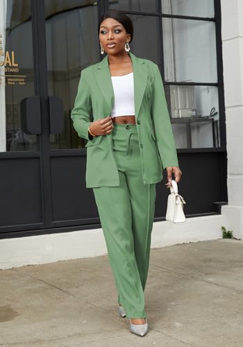 HuiSiFang Women's Pants Suits 2 Piece Blazer Set Dressy Work Office Professional Business Casual Outfits 5