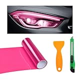 KVAEY Car Light Tint Film, 12×48 Inch Tint Vinyl Wrap Film Roll with Squeegee and Cutter, Self-Adhesive Film Sticker for Car Headlights Tail Lights Fog Lights, Car Accessories
