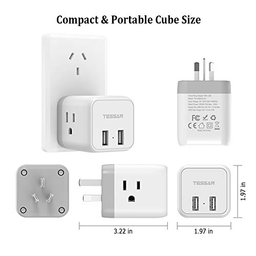 image for TESSAN New Zealand Australia Power Adapter Plug, US to Australia Plug 