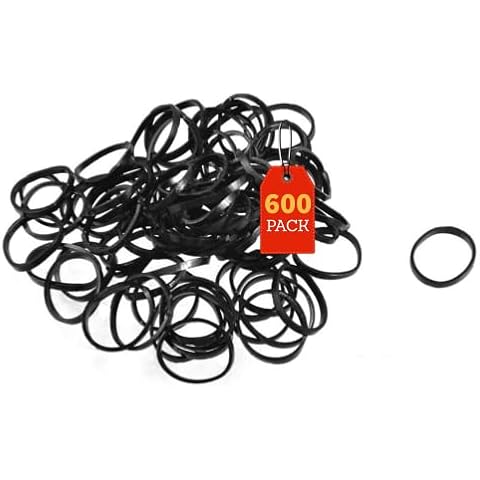 UrbHome Rubber Bands For Hair, Mini Rubber Bands Elastic Rubber Bands, Black, 14 mm, (600 Pack) Cover