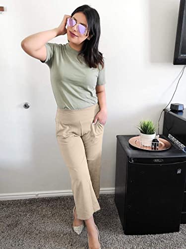 Image of Promover 14 inch /21 inch /23 inch /25 inch Inseam Capri Pants for Women Wide Leg Yoga Cropped Pants with Pockets Loose Casual Summer Pant