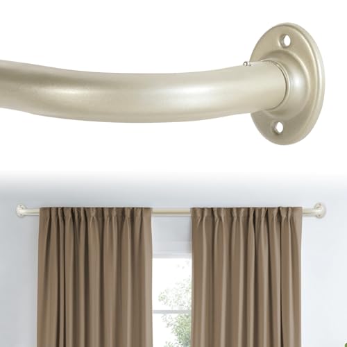 H.VERSAILTEX Black Wrap Around Short Curtain Rod 18.5 to 28.5 Inch, 3/4 Inch Adjustable Blackout Door Curtain Rods for Windows Telescoping Curved Drapery Rods for living room Inoor/Outdoor