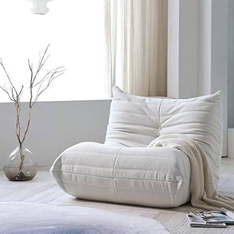 Sdorens Bean Bag Chair for Adults Fireside Chair Lazy Floor Sofa Couch Big Beanbag Chairs, Corner Chair Sofa for Living Room Apartment Salon Office (34"/Beige) Cover