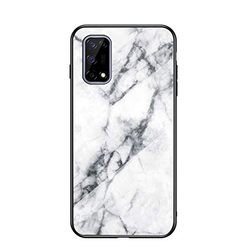 Jiajihua Cover Compatible with Realme V5 5G 【PC Panel+Tempering Glass+TPU Silicone】 3 in 1 Shockproof Phone Case White