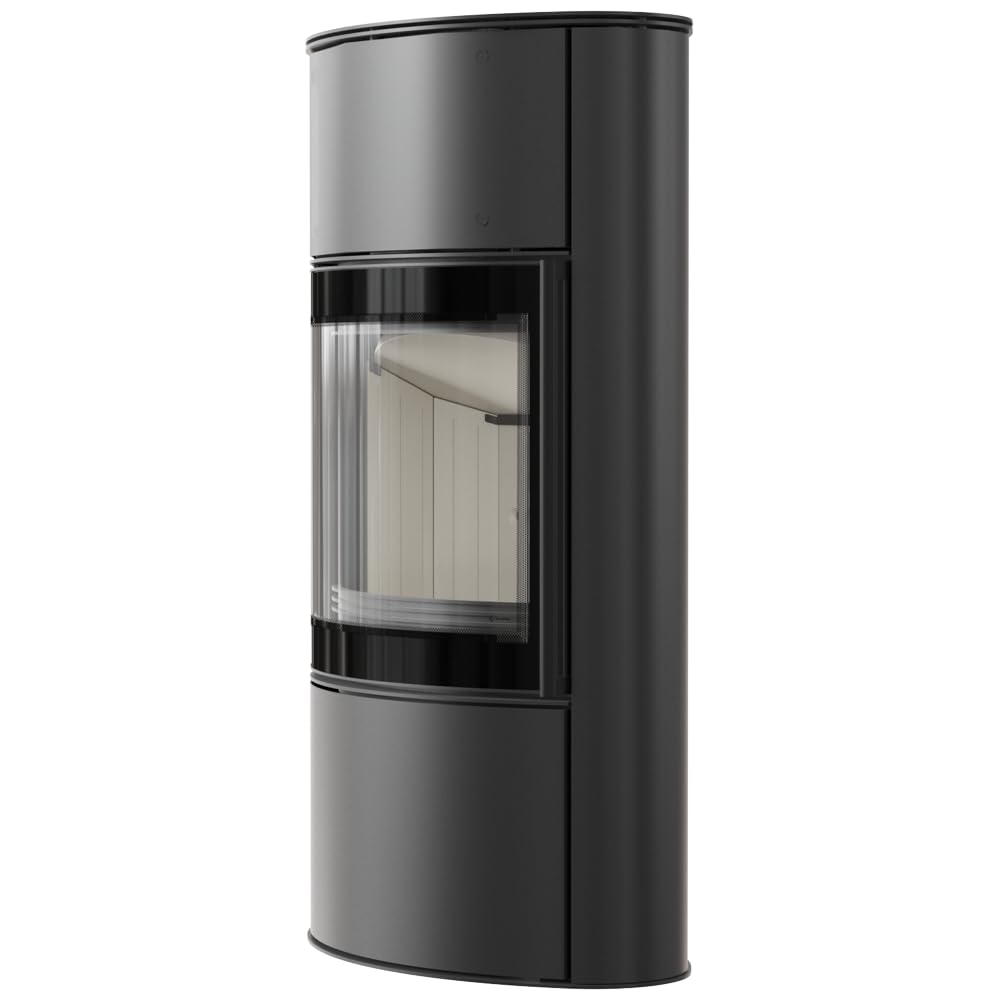 KRATKI Stufa a legna in acciaio BJORN 7 kW Ø150 A ECODESIGN und BImSchV 2 | Acciaio nero, efficienza 79,4%, classe A. Ecodesign, BImSchV 2, Flamme Verte 7, Kratki PRO; per recupero calore.; Gamma di