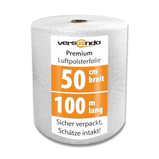 100m Rolle versando Luftpolsterfolie LPF50100, Noppenfolie 50cm breit, 2-schichtig 45my stark Bubble-LT