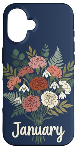 January Birth Flower Carnation Snowdrop Cute Floral Birthday �X�}�z�P�[�X iPhone 16 �p