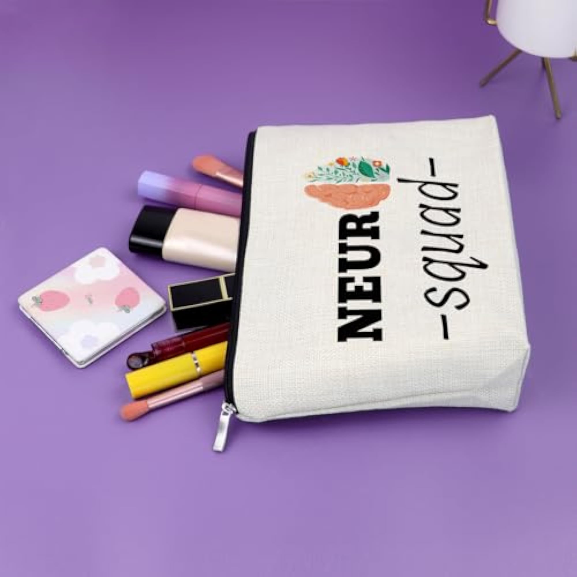 Neuroscience Gifts Makeup Bag for Nurses, Neuro Squad Design