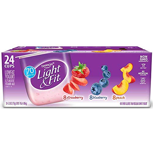 Light and Fit Strawberry Blueberry Peach Yogurt, 5.3 Ounce -- 24 per case.