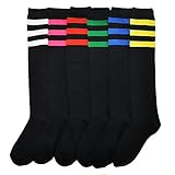 Angelina Referee Knee High Socks, 6 Pairs/6 Solid Color Stripes Per Pack.