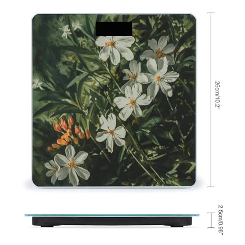 Báscula de baño digital flores y hojas verdes vidrio templado miniatura 2