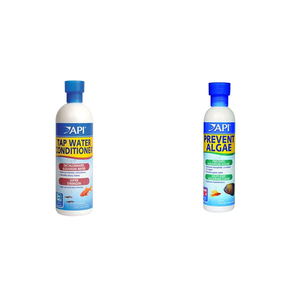 API TAP WATER CONDITIONER Aquarium Water Conditioner 473 ml Bottle & Prevent Algae Aquarium Algae Control Solution, 237 ml Bottle