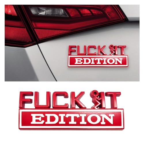 Image of Dickno Fuck It Edition Emblem for Car, Auto Fender Bumper Decoration Stickers, Vehicle 3D Side Fender Rear Trunk Decal Badge, Universal Exterior Accessories for Car Truck SUV (Red & White)