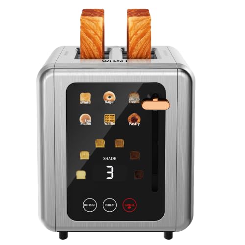 WHALL® Touch Screen Toaster 2 Slice, Stainless Steel Digital Timer Toaster