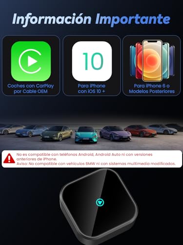 Miniatura 7 de Dealazot H3 Adaptador Carplay Inalámbrico Para Iphone - Convertidor De Cableado A Inalámbrico, Plug And Play Usb-A Type-C, Compatible Con Coches Desde 2016 E Ios 10